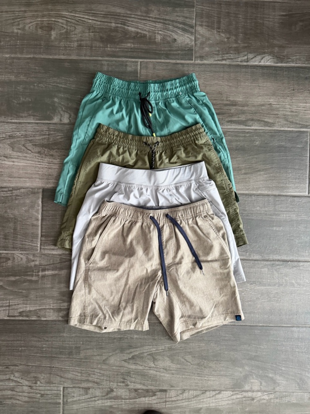 Men's 5” Athletic Shorts - Beige, Gray, Olive, Teal - Small